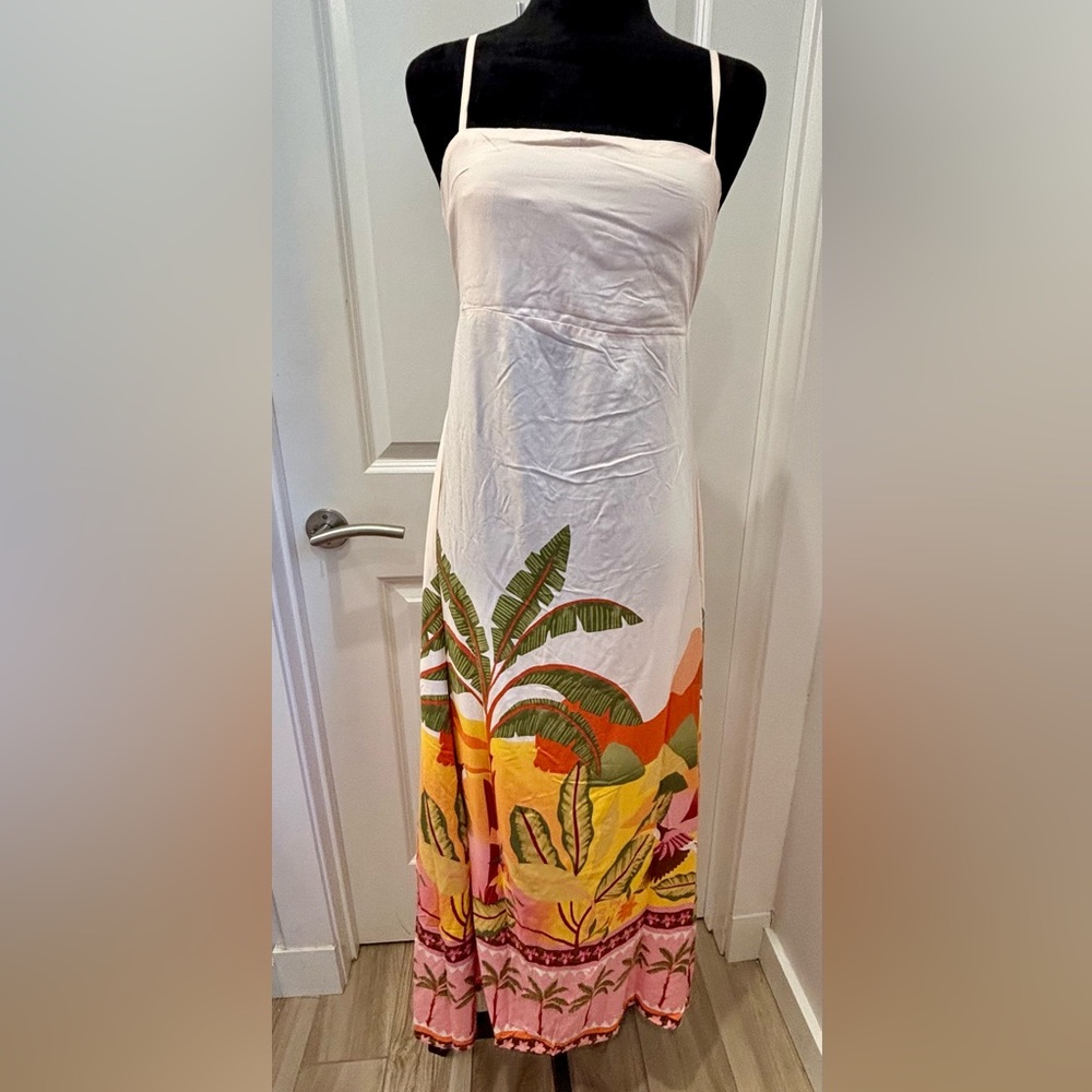 NWT Paper Heart Palm Landscape sundress - S